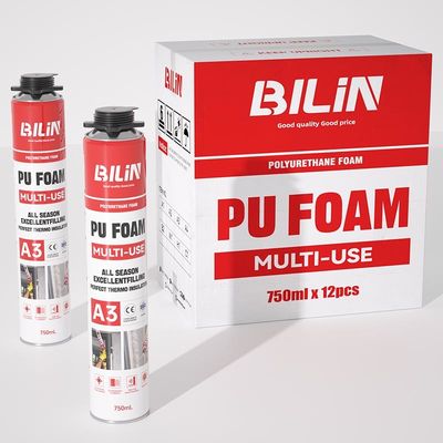 750 ml de espuma de poliuretano polipropileno impermeable a la lluvia espuma expansiva retardante del fuego