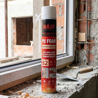 Sellador de espuma de PU ignífugo intumescente, insonorizado y a prueba de fuego, espuma expansiva para puertas cortafuegos