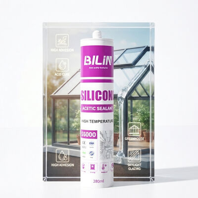 Calidad Pegamento de vidrio transparente de alta adherencia del sellador de silicona de curado ácido de un solo componente para acristalamiento de invernaderos y tragaluces fábrica